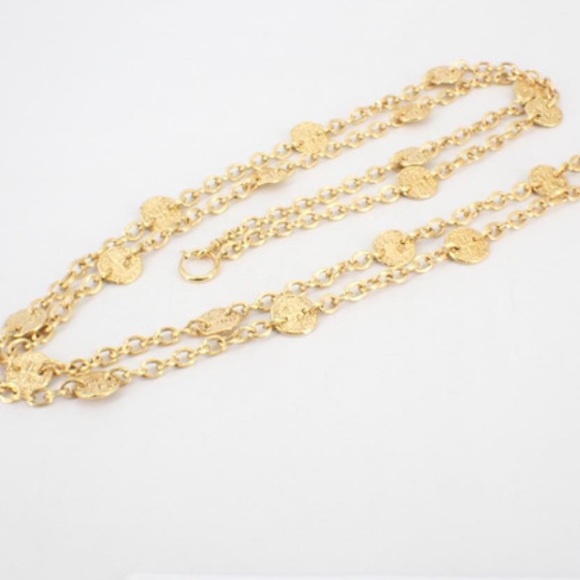 Chanel Vintage 24k Yellow Gold Plated Chanel Coin Necklace - Picture 11 of 15